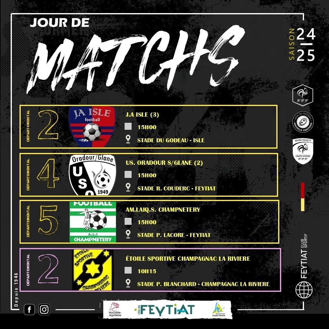 Les matches du week end